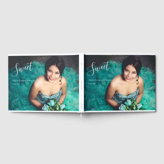 Moderne elegante zoete zestien 16e verjaardag foto gastenboek (Volledig)