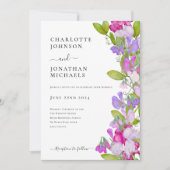 Moderne elegante zomer bloemenbruiloft kaart (Voorkant)