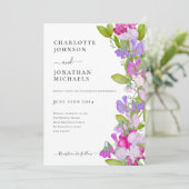 Moderne elegante zomer bloemenbruiloft kaart (Staand voorkant)