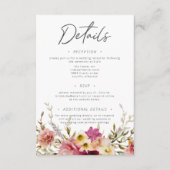 Moderne Elegante Zomer Meadow Bloemen Witte Huweli Informatiekaartje (Voorkant)