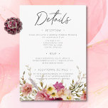 Moderne Elegante Zomer Meadow Bloemen Witte Huweli Informatiekaartje<br><div class="desc">Onze elegante trouwdetails behuizingskaart zonder diner keuzes met een opvallend boeket van zomerweide wilde bloemen in blozend roze,  magenta,  crème en geel met weelderig groen,  is een modern meesterwerk. Dit ontwerp is een adembenemende mix van moderne elegantie en tijdloze romance. Creëer door Simply Farmhouse Press.</div>