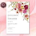 Moderne Elegante Zomer Meadow Bloemen Witte Huweli Kaart<br><div class="desc">Onze houtskool zwarte huwelijksuitnodiging met een opvallend boeket van zomerweide wilde bloemen in blozend roze, magenta, crème en geel met weelderig groen, is een modern meesterwerk. De heldere witte tekst voegt een vleugje elegantie toe, terwijl de donkere achtergrond een dramatisch decor creëer voor uw speciale dag. Dit ontwerp is een...</div>