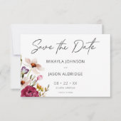 Moderne Elegante Zomer Meadow Bloemen Witte Huweli Save The Date (Voorkant)