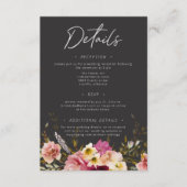 Moderne Elegante Zomerweide Bloemen Zwarte Huwelij Informatiekaartje (Voorkant)