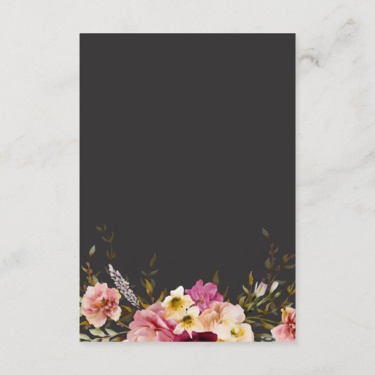 Moderne Elegante Zomerweide Bloemen Zwarte Huwelij Informatiekaartje (Achterkant)