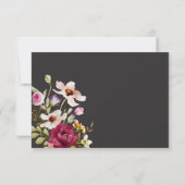 Moderne Elegante Zomerweide Bloemen Zwarte Huwelij Save The Date (Achterkant)