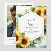 Moderne Elegante Zonnebloem bruiloft Save The Date (Voorkant / Achterkant)