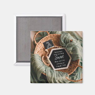 Moderne Elegante Zwangerschapsaankondiging aandenk Magneet