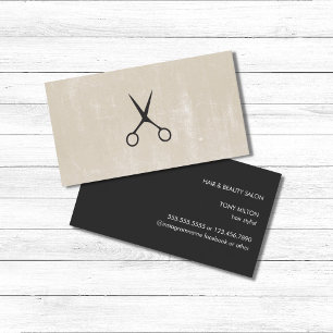 Moderne Elegante Zwart Beige Schaar Haar Stylist Visitekaartje