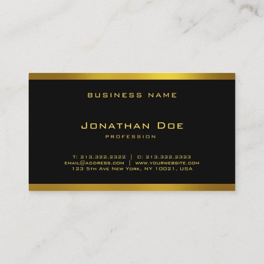 Moderne elegante zwart en goud cool design Sjabloo Visitekaartje (Achterkant)