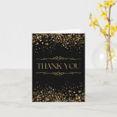 Moderne Elegante Zwart en Gouden Folie Dank u Kaar Kaart (Gele Bloem)