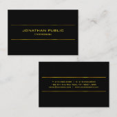 Moderne Elegante Zwart en Gouden Glamour Sjabloon Visitekaartje (Voorkant / Achterkant)