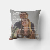 Moderne Elegante Zwart En Wit Foto Bruiloft Kussen (Achterkant)