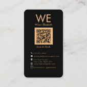 Moderne elegante zwart gemerkt QR-code Visitekaartje (Achterkant)