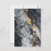 Moderne Elegante Zwart & Gouden Huwelijk RSVP Kaartje (Achterkant)