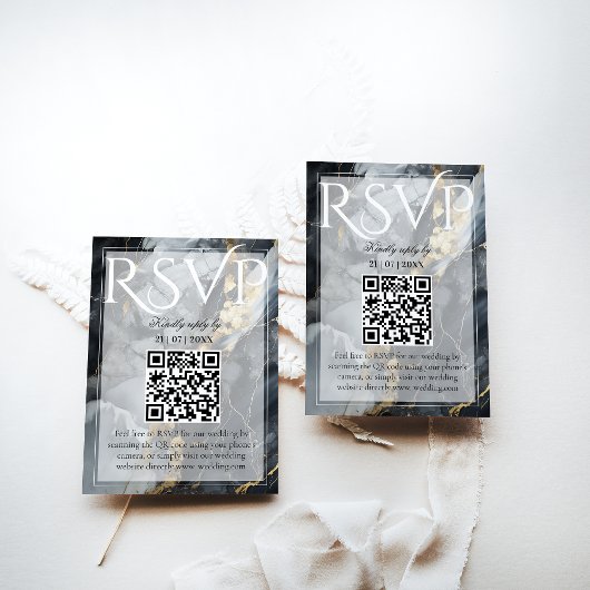 Moderne Elegante Zwart & Gouden Huwelijk RSVP Kaartje