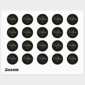 Moderne elegante zwart gouden kerstvakantie ronde sticker (Vel)