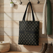 Moderne Elegante Zwart-Gouden Monogramnaam Tote Bag