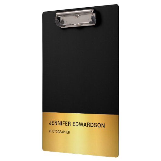 Moderne elegante zwart-gouden professional klembord (Links)
