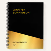 Moderne elegante zwart-gouden professional notitieboek (Voorkant)