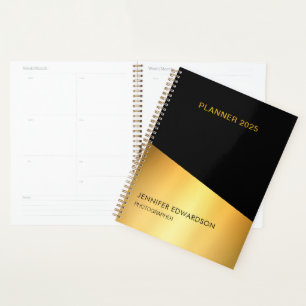 Moderne elegante zwart-gouden professional planner