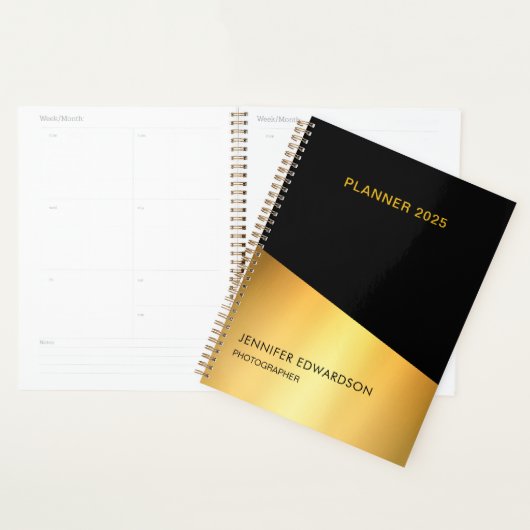 Moderne elegante zwart-gouden professional planner (Display)