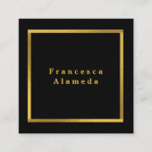 Moderne elegante zwart & gouden professionele qr-c vierkante visitekaartje (Voorkant)