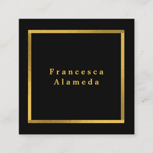 Moderne elegante zwart & gouden professionele qr-c vierkante visitekaartje (Voorkant)