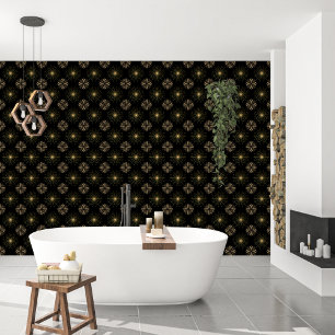 Moderne elegante zwart-gouden sterren en zonnen behang