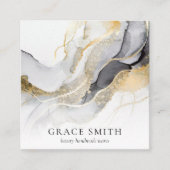Moderne Elegante Zwart Gouden Waterverf Vierkante Visitekaartje (Voorkant)