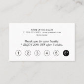 Moderne elegante zwart groen witte schoonheid klantenkaartje (Achterkant)