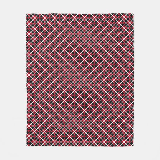Moderne elegante zwart rood wit geruit fleece deken (Voorkant)
