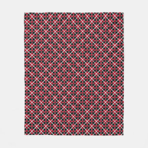 Moderne elegante zwart rood zilver geblokt fleece deken