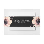 Moderne Elegante Zwart Roze Bloemen Huwelijk Uitnodigingen Wikkel (Voorkant Voorbeeld)