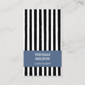 Moderne Elegante Zwart Wit Blauw Stripes Consultan Visitekaartje (Voorkant)