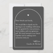 Moderne Elegante Zwart-Wit Boog Foto Bruiloft Bedankkaart (Achterkant)