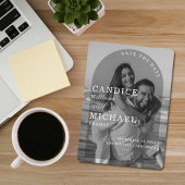 Moderne Elegante Zwart-Wit Boog Foto Bruiloft Save The Date