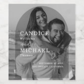 Moderne Elegante Zwart-Wit Boog Foto Bruiloft Wijn Etiket (Enkel label)