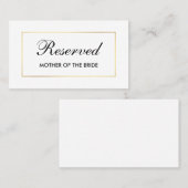 Moderne Elegante Zwart & Wit Bruiloft Gereserveerd Plaatskaartje (Voorkant / Achterkant)