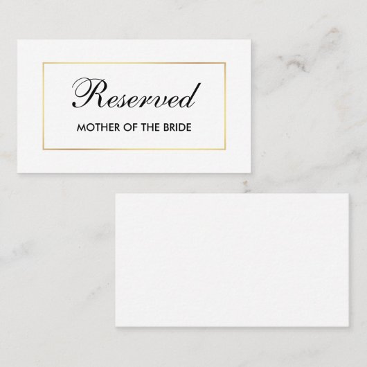 Moderne Elegante Zwart & Wit Bruiloft Gereserveerd Plaatskaartje (Voorkant / Achterkant)