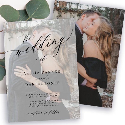 Moderne elegante zwart-wit foto bruiloft kaart