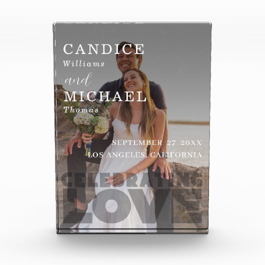 Moderne Elegante Zwart-Wit Fotobruiloft Fotoblokken (Voorkant)