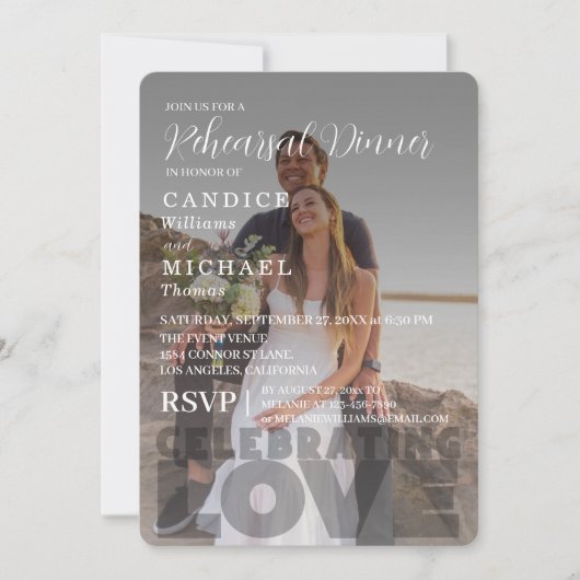 Moderne Elegante Zwart-Wit Fotobruiloft Kaart (Voorkant)