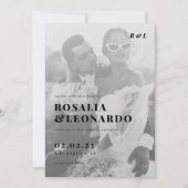 Moderne Elegante Zwart-Wit Fotobruiloft Kaart (Voorkant)