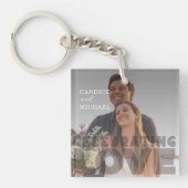 Moderne Elegante Zwart-Wit Fotobruiloft Sleutelhanger (Voorkant)
