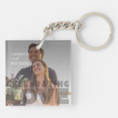 Moderne Elegante Zwart-Wit Fotobruiloft Sleutelhanger (Achterkant)