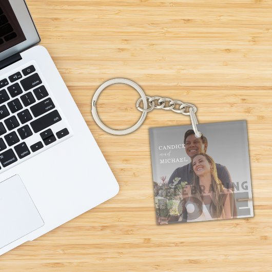 Moderne Elegante Zwart-Wit Fotobruiloft Sleutelhanger
