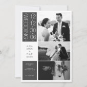 Moderne Elegante Zwart Wit Fotocollage Wedding Feestdagenkaart (Voorkant)