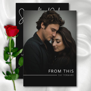 Moderne Elegante Zwart-Wit Fotodag Vooruit Save The Date