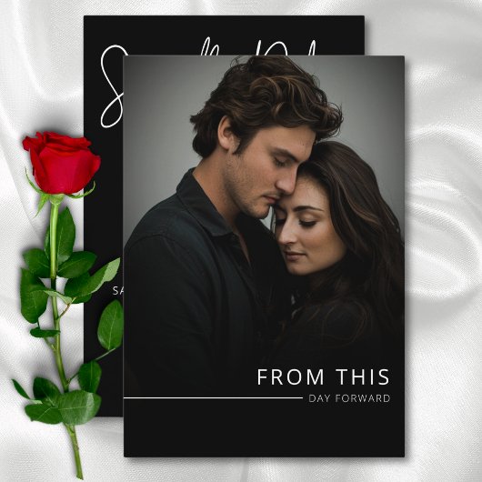 Moderne Elegante Zwart-Wit Fotodag Vooruit Save The Date